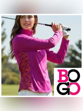 All for Color Women's Pink Long-Sleeve Golf quarter zip Pullover  size small